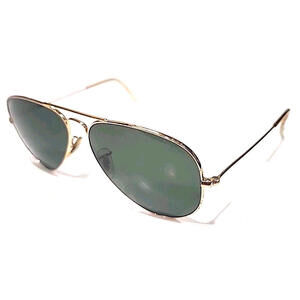 Ray Ban RB3025 L0205 Aviator Gold Metal Green Sunglasses 58-14